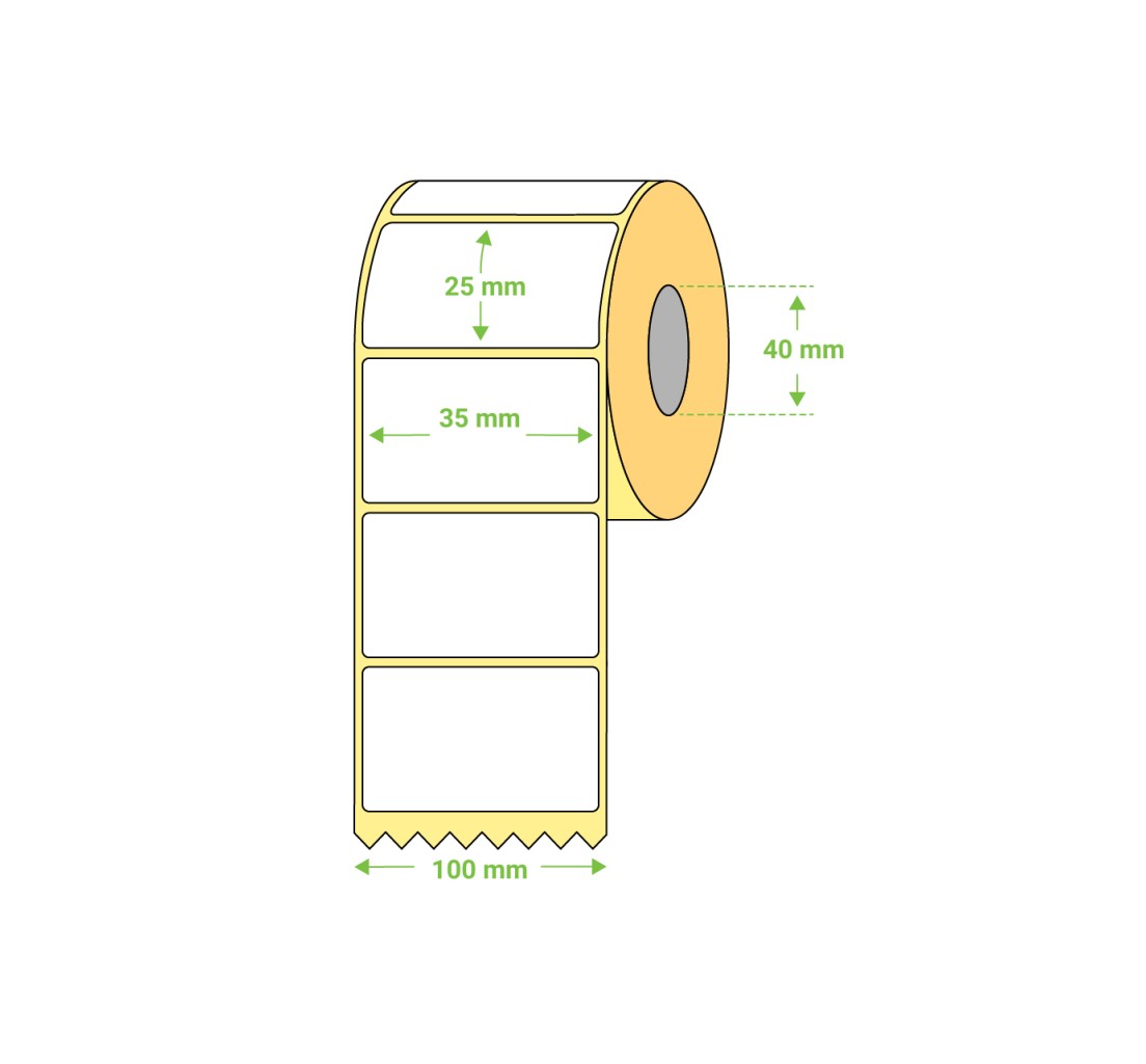 Rolă etichete termice 35×25 mm — dimensiuni
